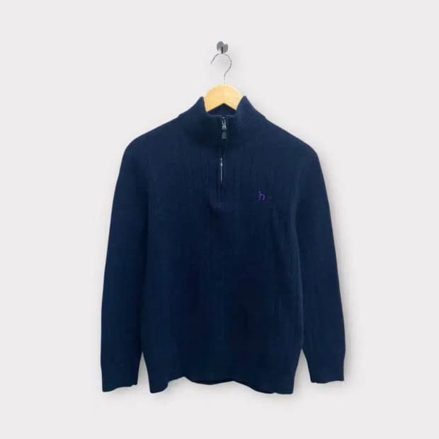 헤지스 네이비 울니트 반집업 S