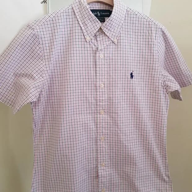 폴로 반팔 체크 남방 셔츠