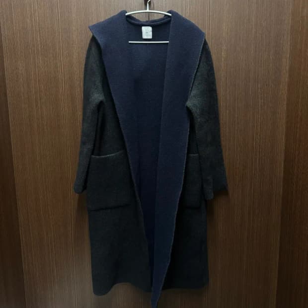 구호 니트 후드 가디건