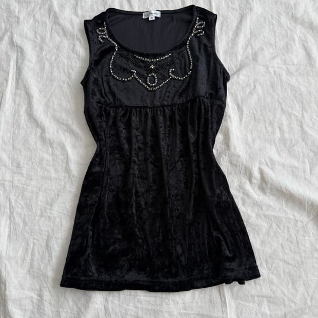 블랙 벨벳 캐미솔 