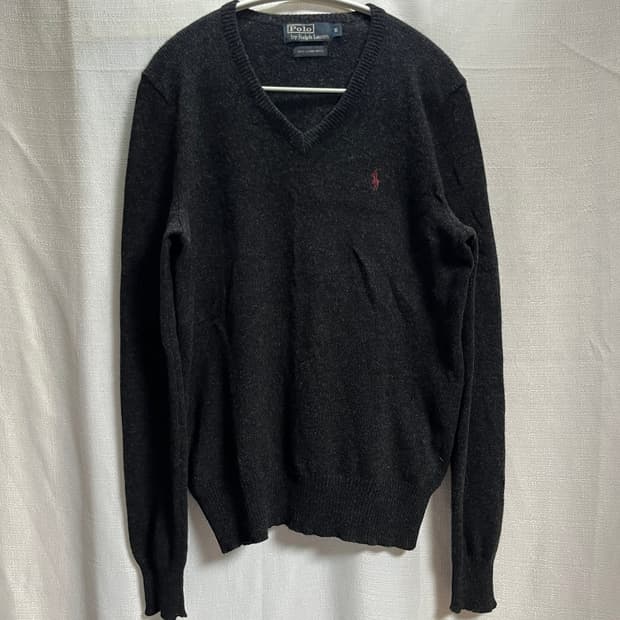 폴로 랄프로렌 램스울 브이넥 니트 블랙 S