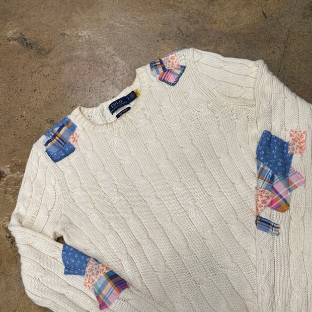 폴로 랄프로렌 모리 화이트 꽈배기 니트 