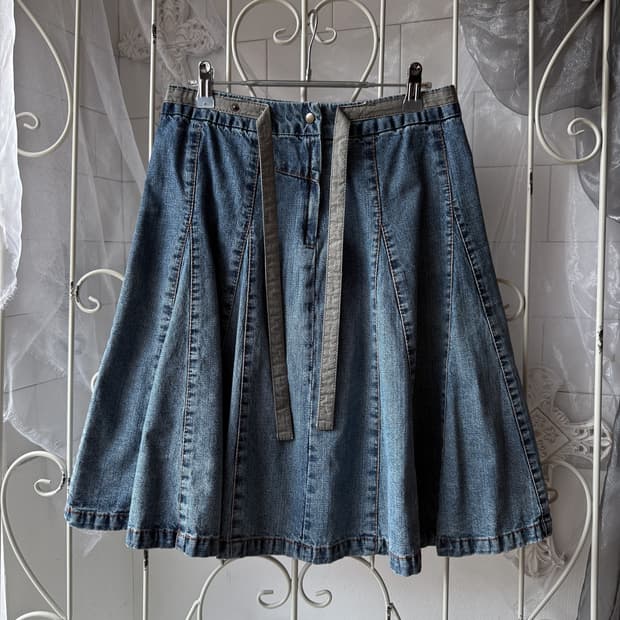 Denim Pleated Skirt 0371