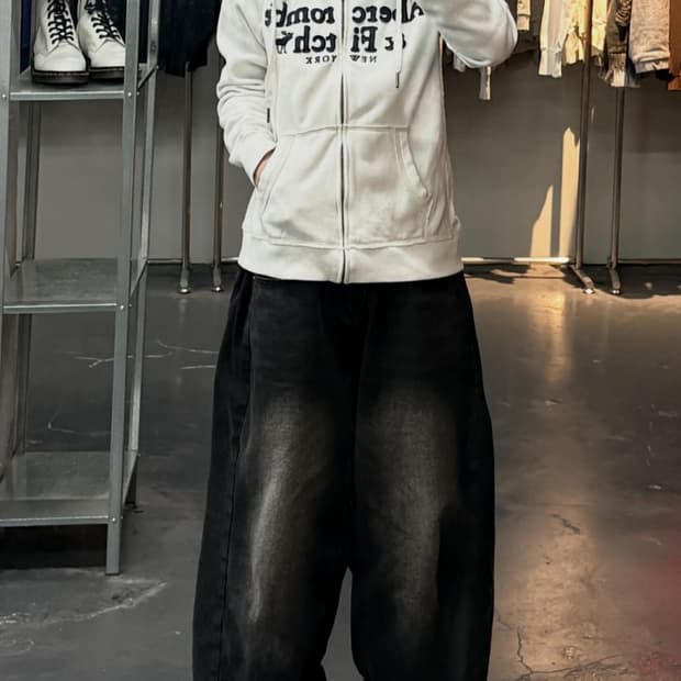 아베크롬비 y2k 화이트 후드집업 A3632