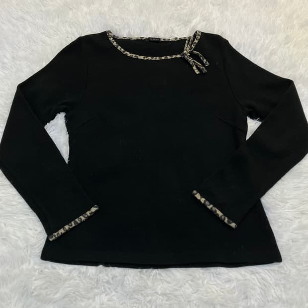 빈티지 호피 펄 리본 니트 799 y2k 스트릿 갸루 펑키 일본빈티지