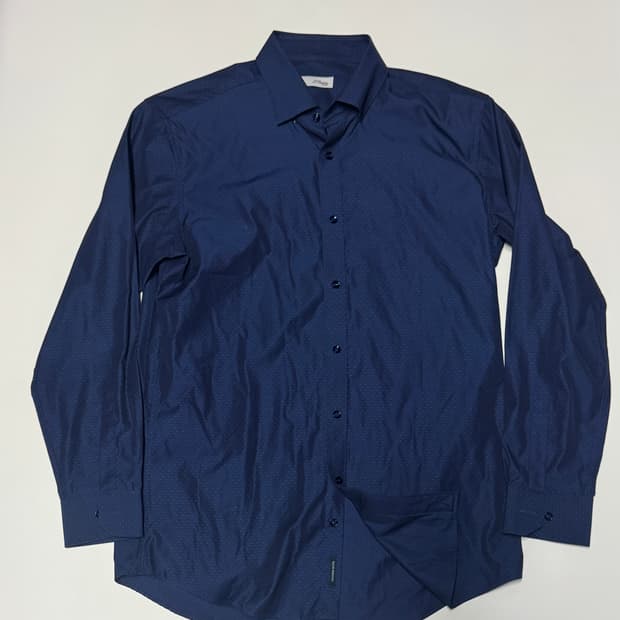 정품 듀퐁 남성 정장 긴팔 도트 셔츠 L 네이비