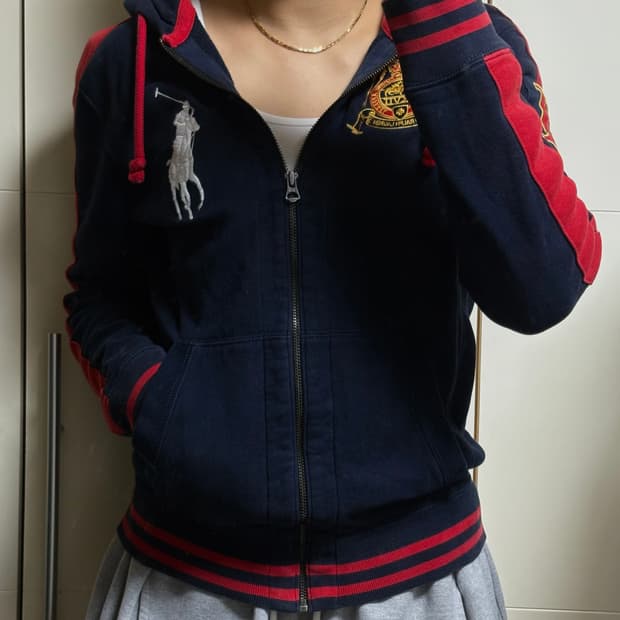 폴로 랄프로렌 빅포니 블랙 레드 후드집업 