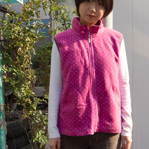 [DUNLOP] 베리 도트 보아 집업 베스트