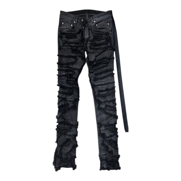 릭오웬스 타이론 컷 디스트레스 진