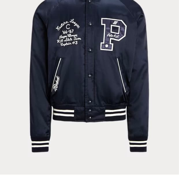 폴로 바시티 스타일 새틴 재킷