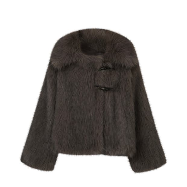 루루서울 Fluffy Double Fur Jacket Ash Brown