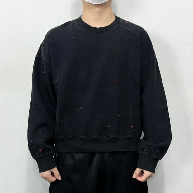 준지 디스트레스드 스웻 셔츠 블랙