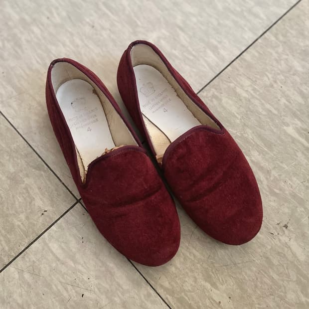 vintage velvet plat shoes 벨벳 플랫슈즈 버건디
