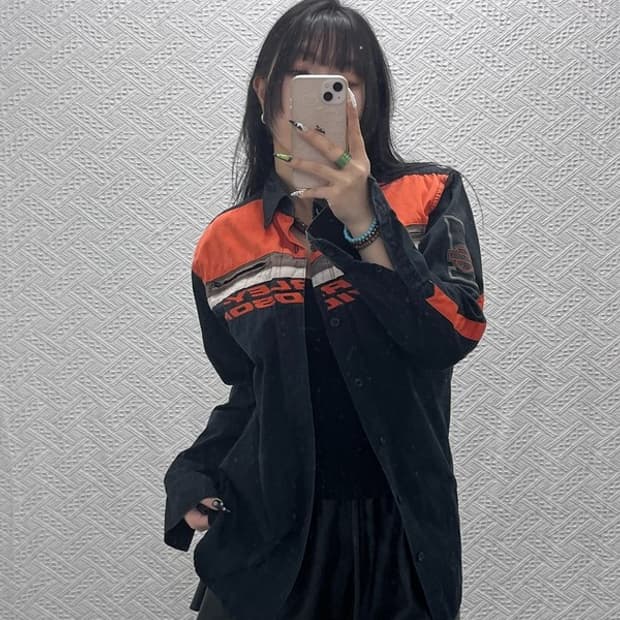 할리 데이비슨 올드스쿨 모터사이클 레이싱 바이커 셔츠 S C08850