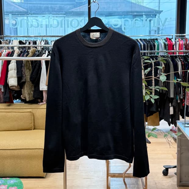 에르메스 블랙 라나 매리노울 라운드 니트 