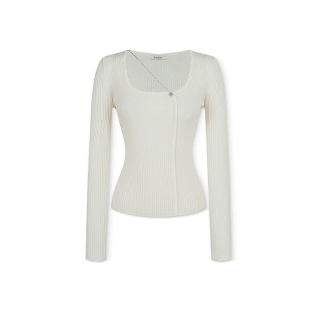 (급처) 강민경 아비에무아 니트 (캐시미어 웨이브 체인 립드 니티드 탑)