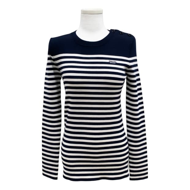 프라다 25FW 스트라이프 울 니트 스웨터 티셔츠