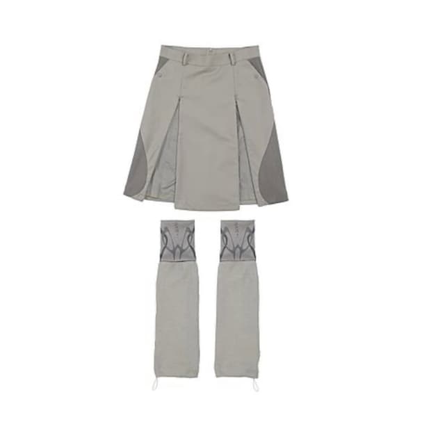 오호스 LEG WAMER MIDI SKIRT-BEIGE