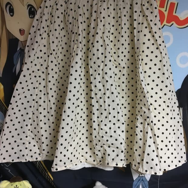 (Vin.)빈티지 아이보리 도트 미디 스커트 치마
