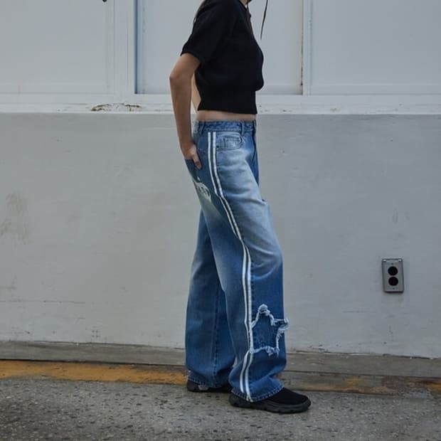 헤임 스타 스티치 데님 팬츠