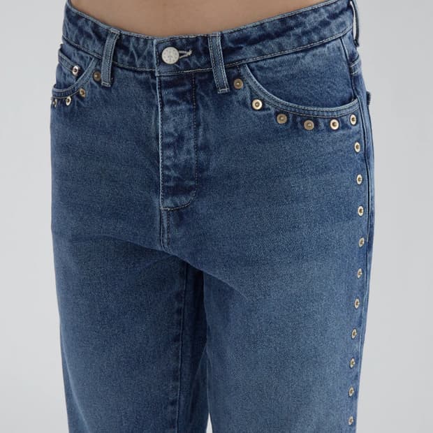 [36,38,30]팔로마울 Crowd 스터드 데님팬츠/블루