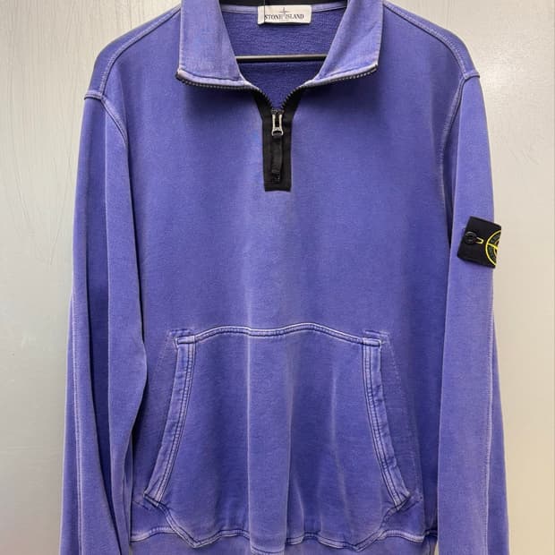 Stone Island 스톤아일랜드 퍼플 워시드 하프집업 와펜 스웨트셔츠