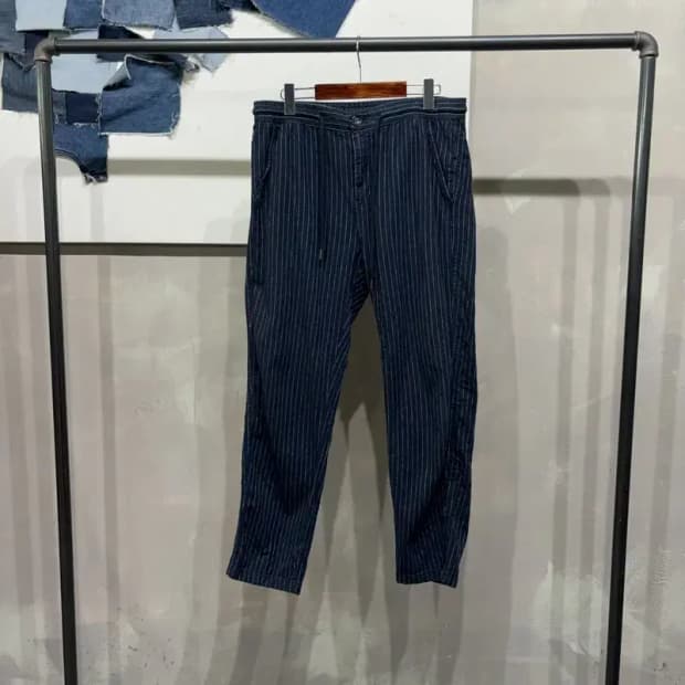 (30~32인치) 버커루 캐주얼 밴딩 스트라이프 린넨 팬츠 바지