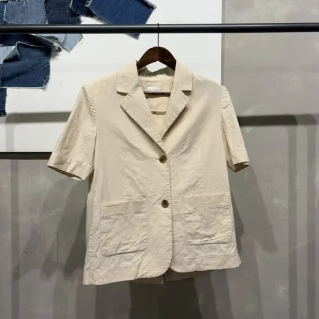(90) 플라스틱아일랜드 여성 정장 반팔 블레이저 자켓