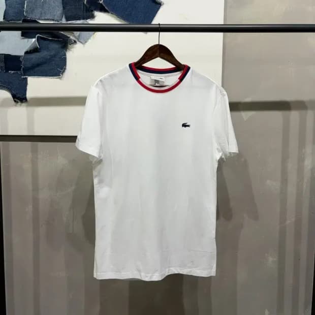 (100) 라코스테 캐주얼 클래식 자수 반팔 티