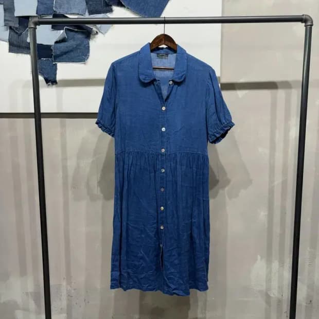 (100) 자라 ZARA 여성 캐주얼 린넨 반팔 셔츠 원피스