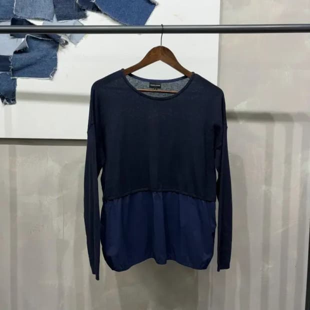(95) 플라스틱아일랜드 여성 캐주얼 레이어드 린넨 니트