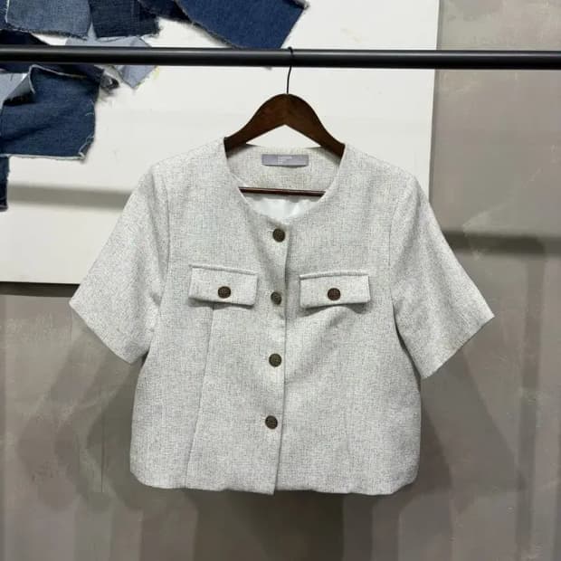 (F) 에잇세컨즈 여성 캐주얼 반팔 트위드자켓