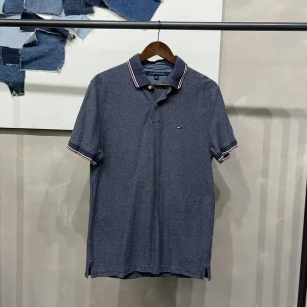(100) 타미힐피거 캐주얼 클래식 자수 반팔 카라티