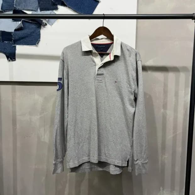 (105) 타미힐피거 캐주얼 자수 긴팔 카라티