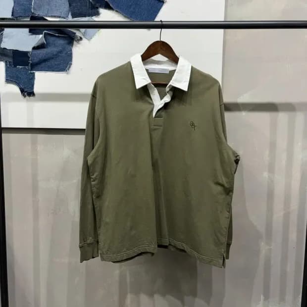 (100) 에잇세컨즈 캐주얼 자수 긴팔 카라티