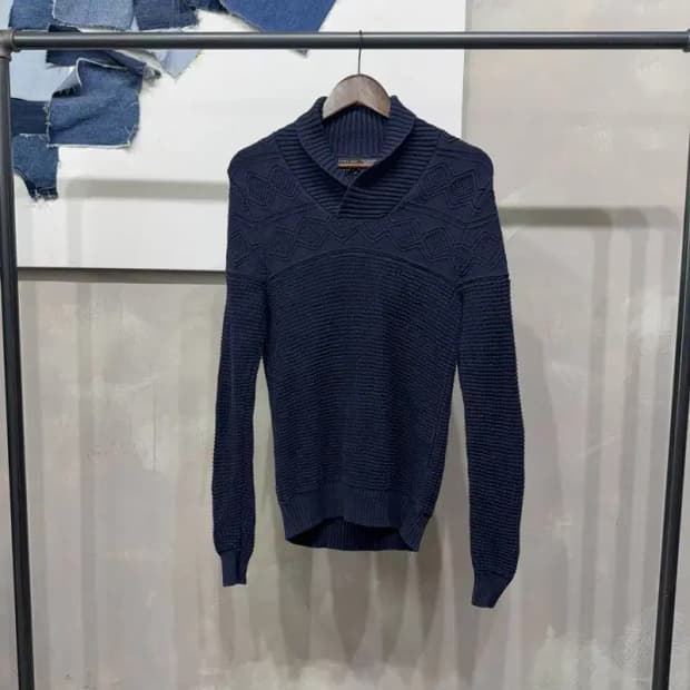 (95) 자라 ZARA 캐주얼 숄카라 네이비 니트