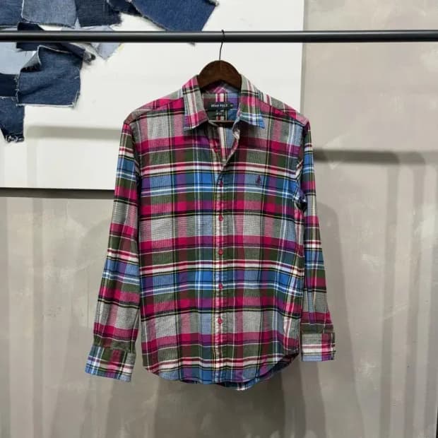 (100) 빈폴 캐주얼 클래식 슬림핏 체크셔츠 남방