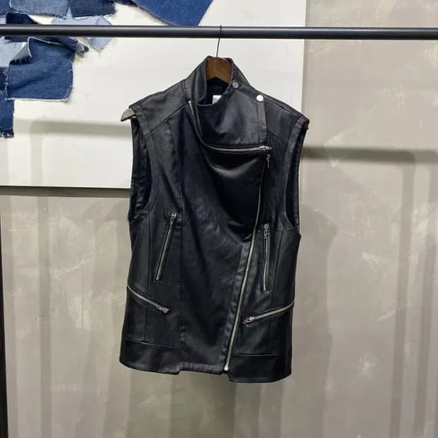 (95) 랩 LAP 여성 캐주얼 인조가죽 래더 조끼 베스트자켓