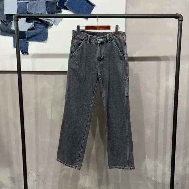 (30인치) 에잇세컨즈 여성 캐주얼 카펜터 데님팬츠 흑청바지
