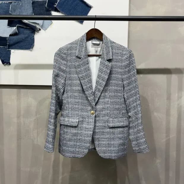 (95) H.M 흐앤므 여성 캐주얼 비스코스 원버튼 트위드자켓