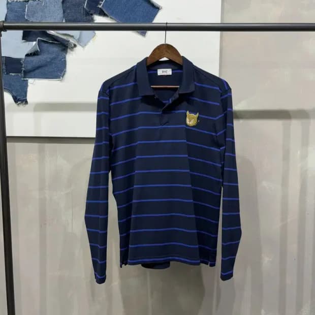 (100) 왁 골프 캐주얼 기능성 스트라이프 긴팔카라티