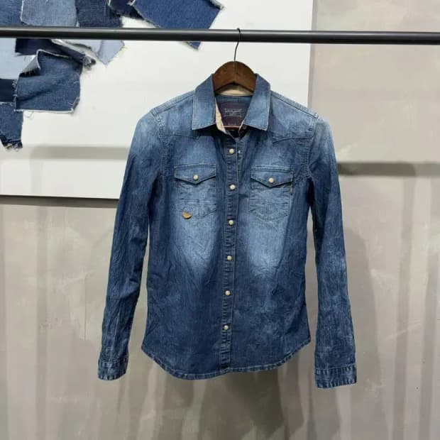 (90) 버커루 캐주얼 스트릿 투포켓 웨스턴 데님 청셔츠