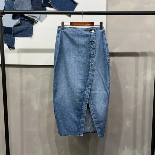 (24인치) 자라 ZARA 여성 데님 버튼 롱 청스커트 치마