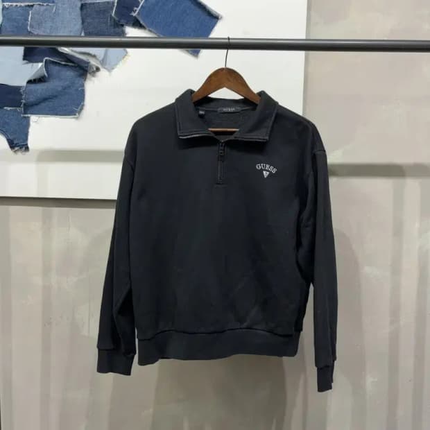 (90) 게스 여성 하프집업 기모 맨투맨 긴팔티