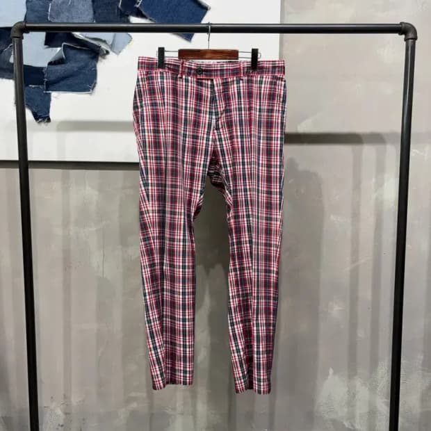 (34인치) 타미힐피거 캐주얼 클래식 체크 바지 팬츠