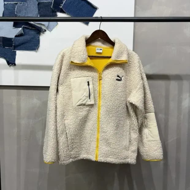 (90) 퓨마 캐주얼 쉐르파 양털 뽀글이 후리스 자켓