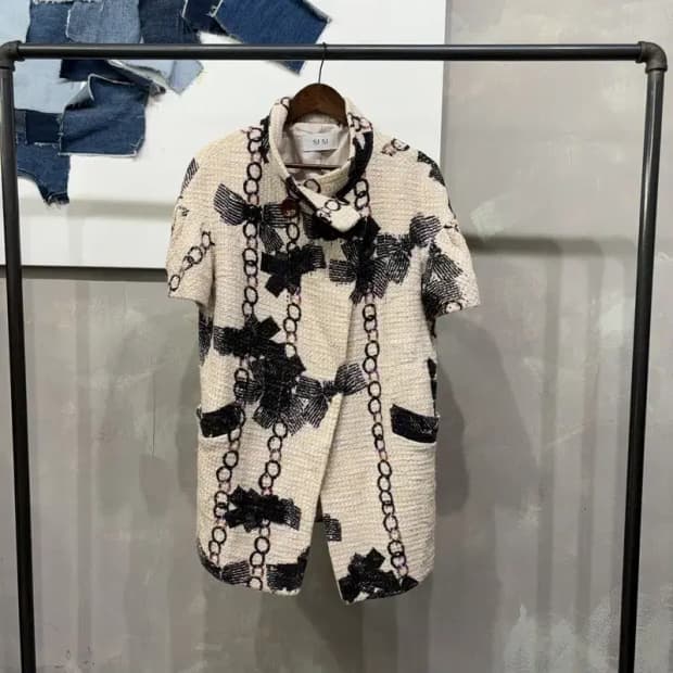 (F) SJSJ 여성 한섬 레이어드 반팔 자켓