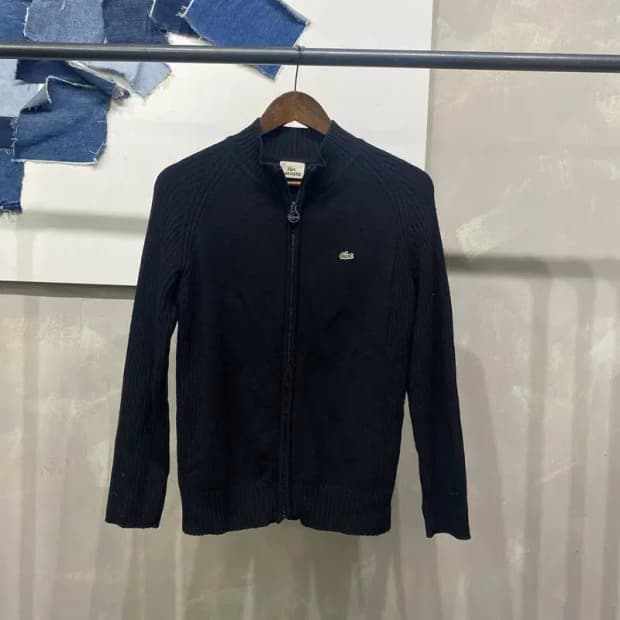 (95) 라코스테 여성 캐주얼 자수 니트 집업 자켓