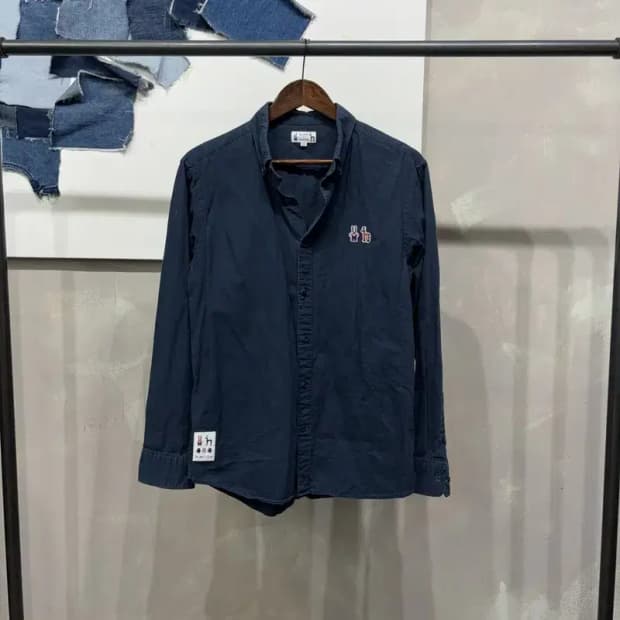 (105) 헤지스 캐주얼 자수 네이비 셔츠 남방