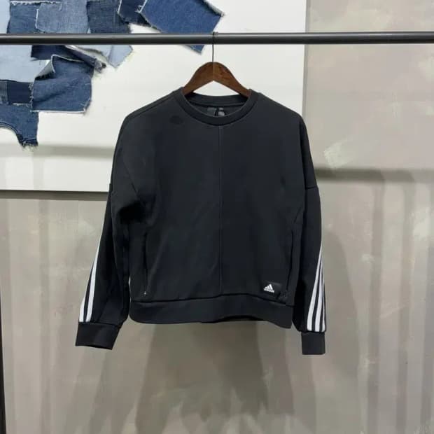 (95) 아디다스 여성 스트릿 삼선 크롭 맨투맨 긴팔 티